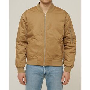NWT Abercrombie & Fitch Flight Jacket Bomber Style Tan Beige Zip Unisex Small